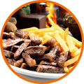 Picanha Acebolada com Batata Frita